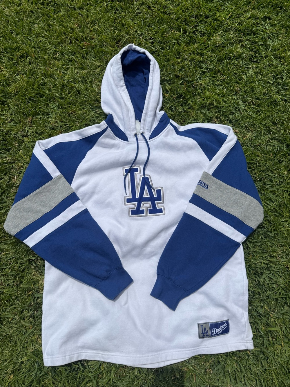 Lee Sports Majestic MLB Men’s White And Blue Los Angeles Dodgers Hoodie Size XL